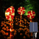 Luces Solares Navideñas en Forma de Bastón de Caramelo - Pack de 3