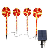 Luces Solares Navideñas en Forma de Bastón de Caramelo - Pack de 3